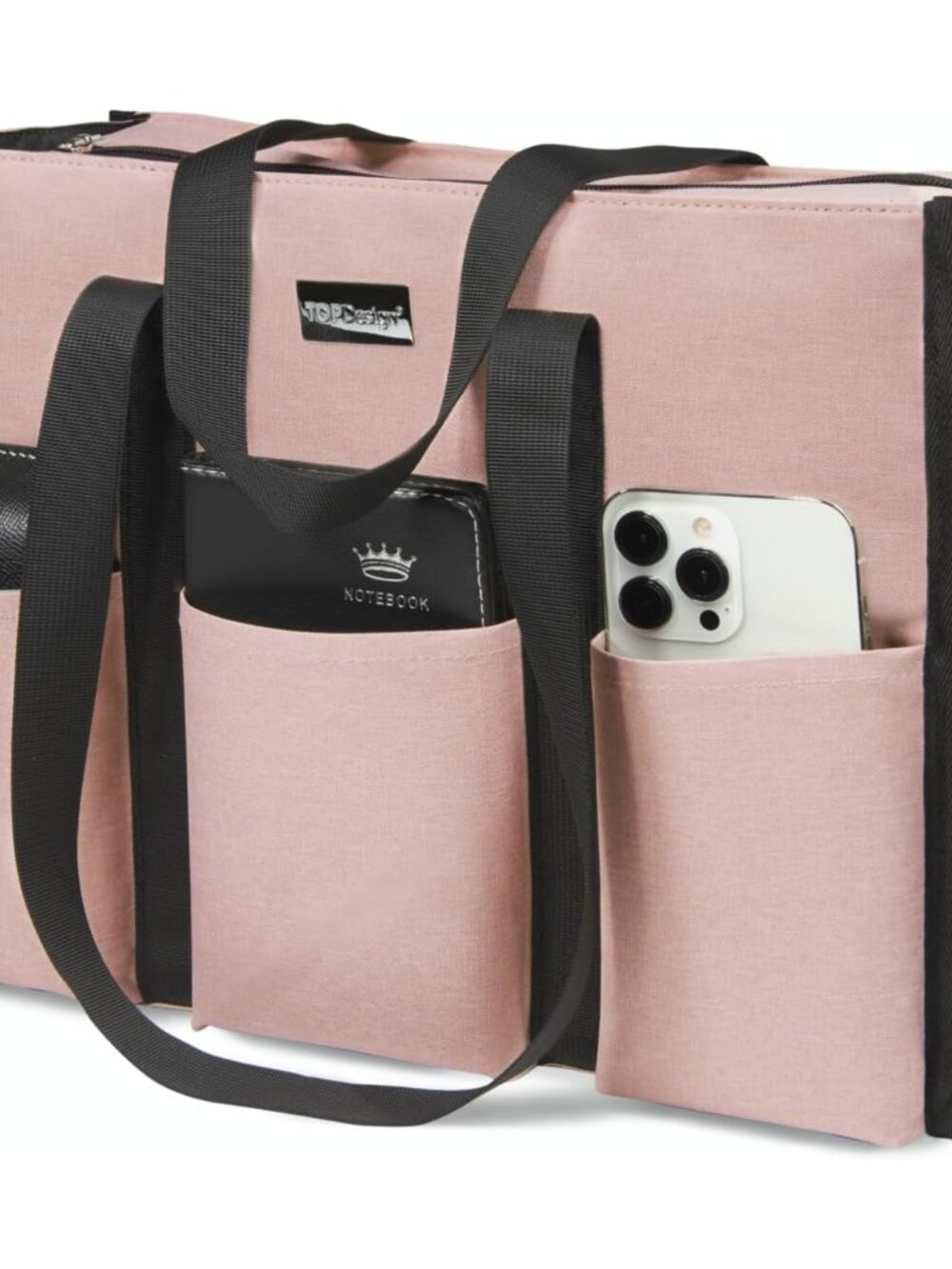 Utility Water Resistant Tote Bag with 13 Pockets, Zipper Closure